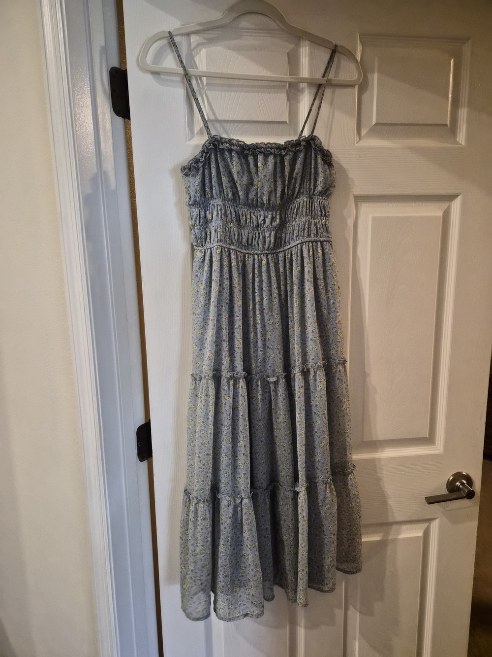Altar'd State Light Blue Floral Tiered Maxi Dress